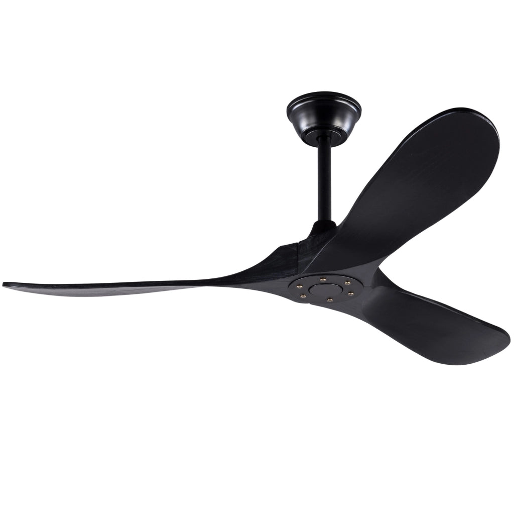 Ventilatore a soffitto 52" nero con 3 pale in legno di paulonia, controllo remoto, 6 velocità e funzione reversibile