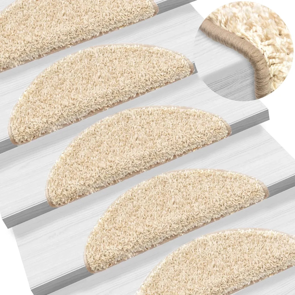Tappetini per scale 10 pz | Gradini per Scale 56x17x3 cm Crema Semicircolari