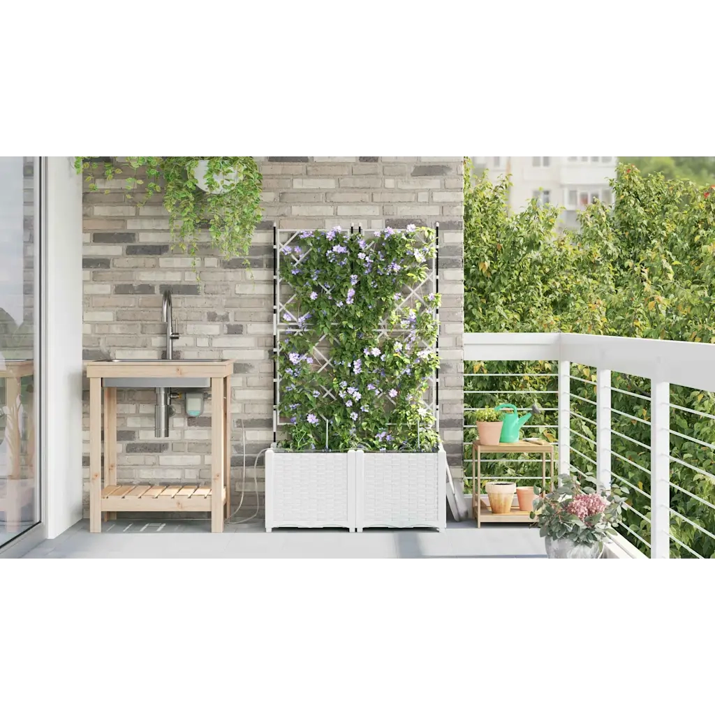 Vaso da giardino 2 pcs Bianco Plastica 42002919