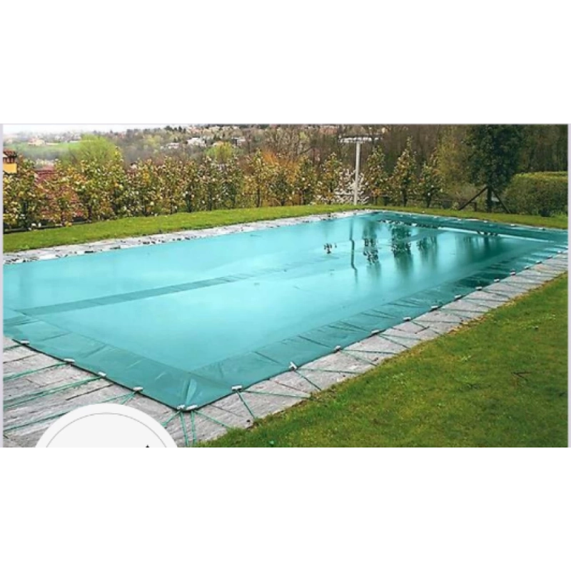 Telo Copertura Piscina 6x10m in PVC 600 gr/mq Blu - Protezione Invernale Antifoglie, Occhielli 25cm Sicurezza Bambini & Antiraggi UV