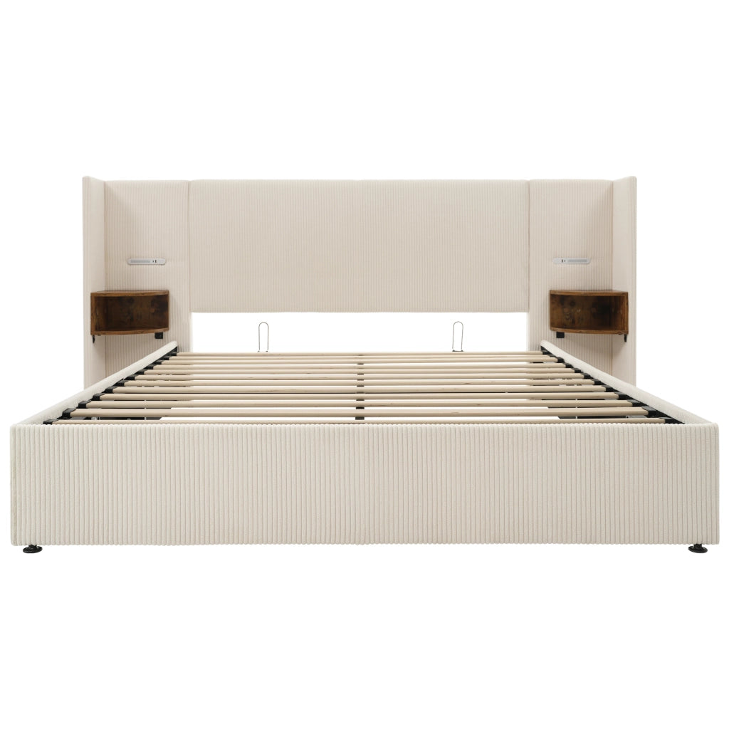 Letto matrimoniale 160x200 con contenitore beige