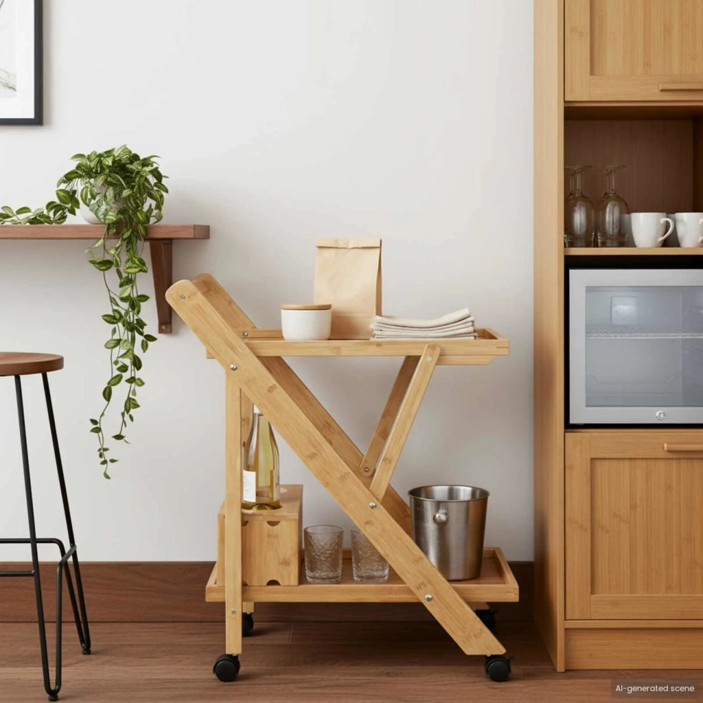 Carrello da Cucina con Ruote Marrone Chiaro 65 x 40,5 x 76,5 cm 42028291