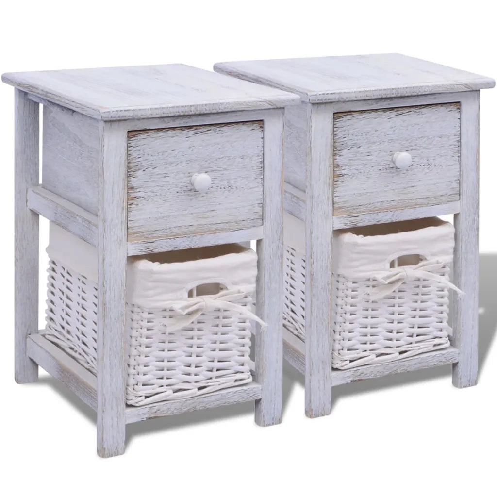 Comodino da Notte Set 2 pz in Legno Bianco 242867
