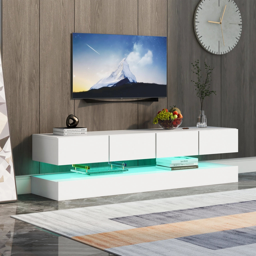 Mobile TV sospeso bianco 130 cm con illuminazione LED