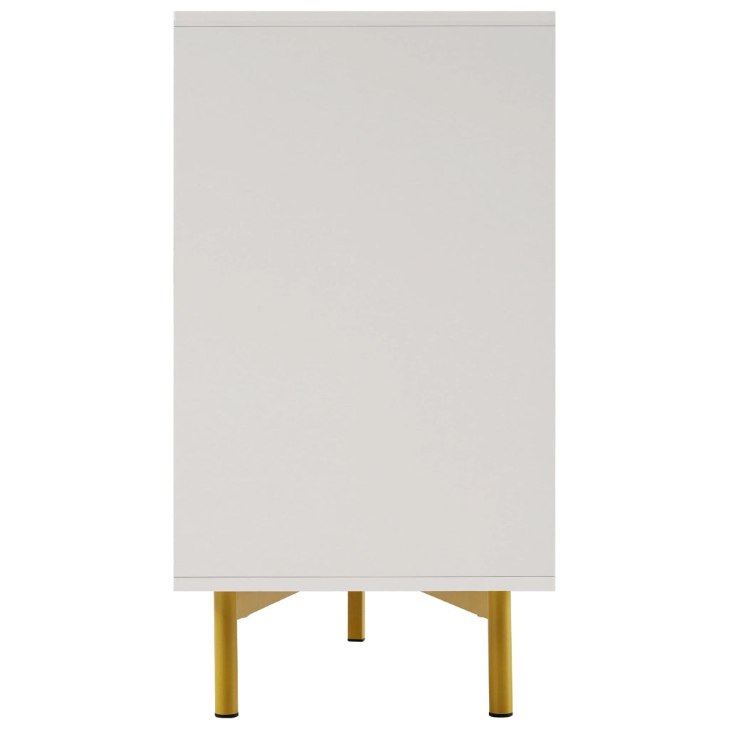 Madia 120x40x75 cm con 2 ante; 3 cassetti e ripiano regolabile in pannello truciolare bianco