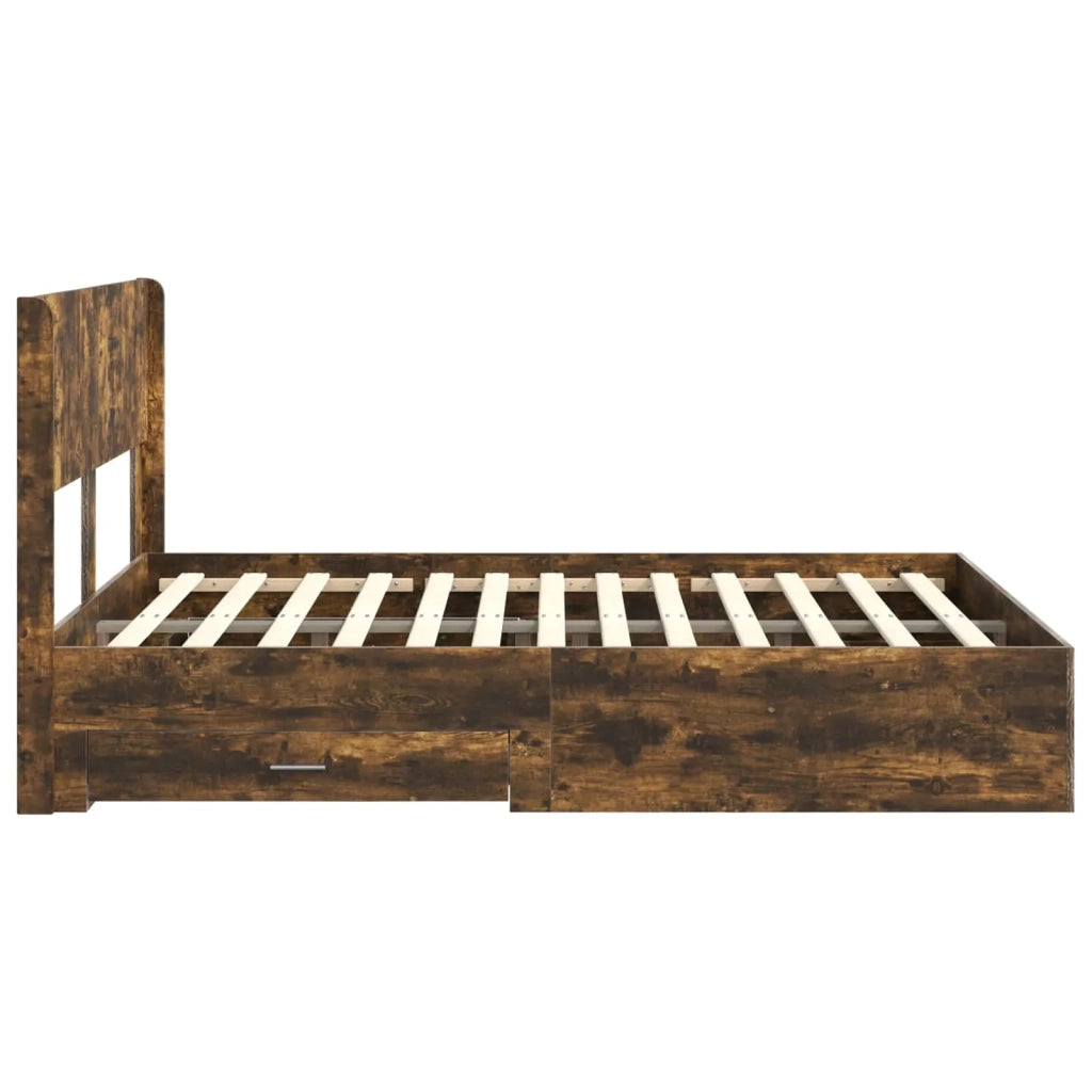 Struttura del letto con stoccaggio e testata Rovere Fumo 3414479