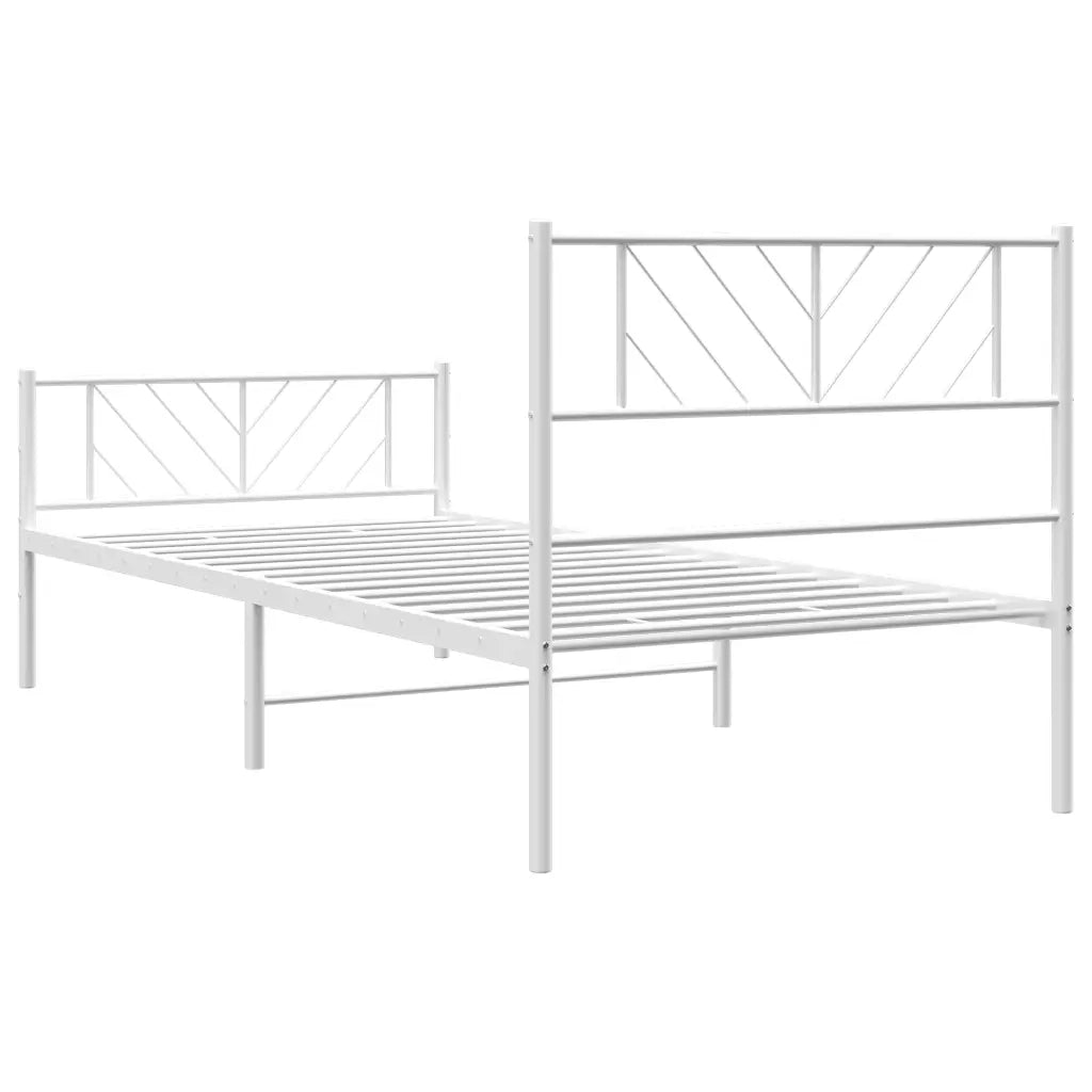 Giroletto con Testiera e Pediera Metallo Bianco 107x203 cm 372242
