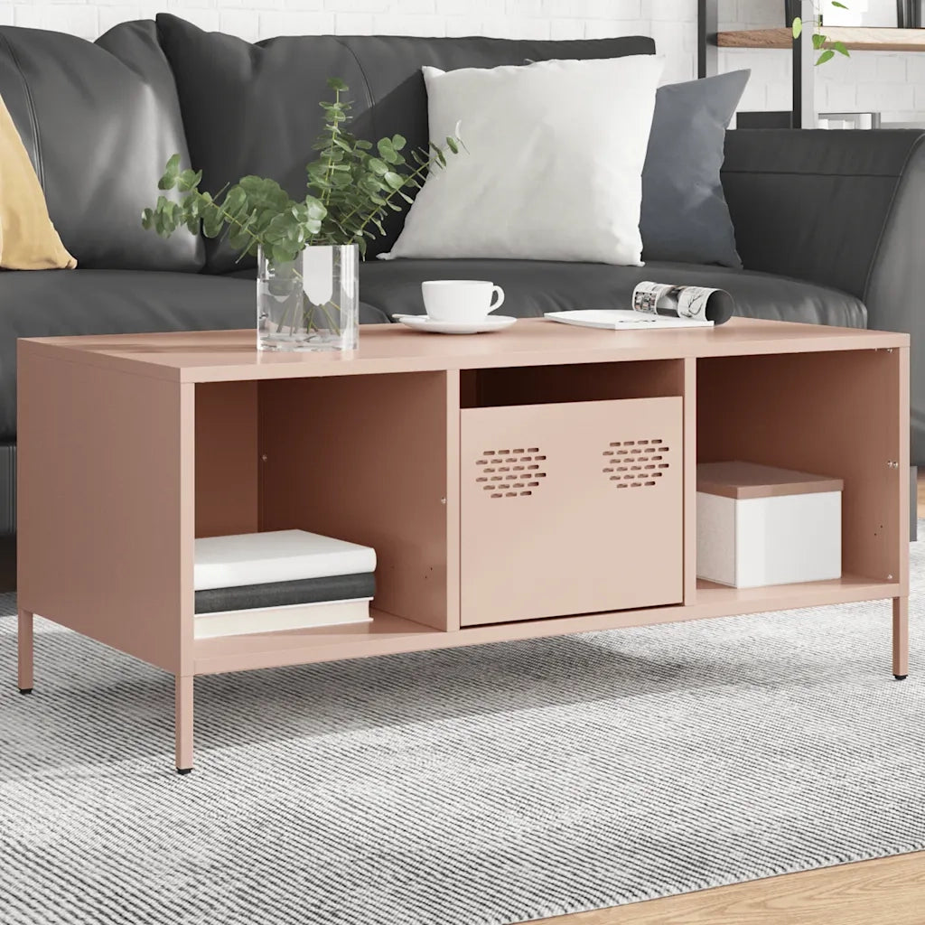Tavolino da salotto | Tavolino da caff¨¨ | Tavolino da Soggiorno Rosa 101,5x50x43,5 cm in Acciaio Laminato a Freddo