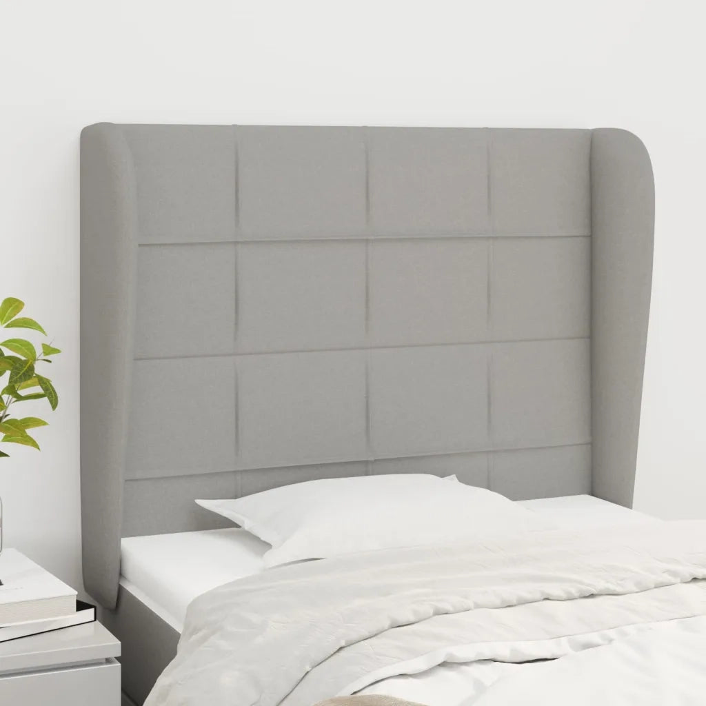 Testiera | Testata ad Orecchio Grigio Chiaro 93x23x118/128 cm in Tessuto