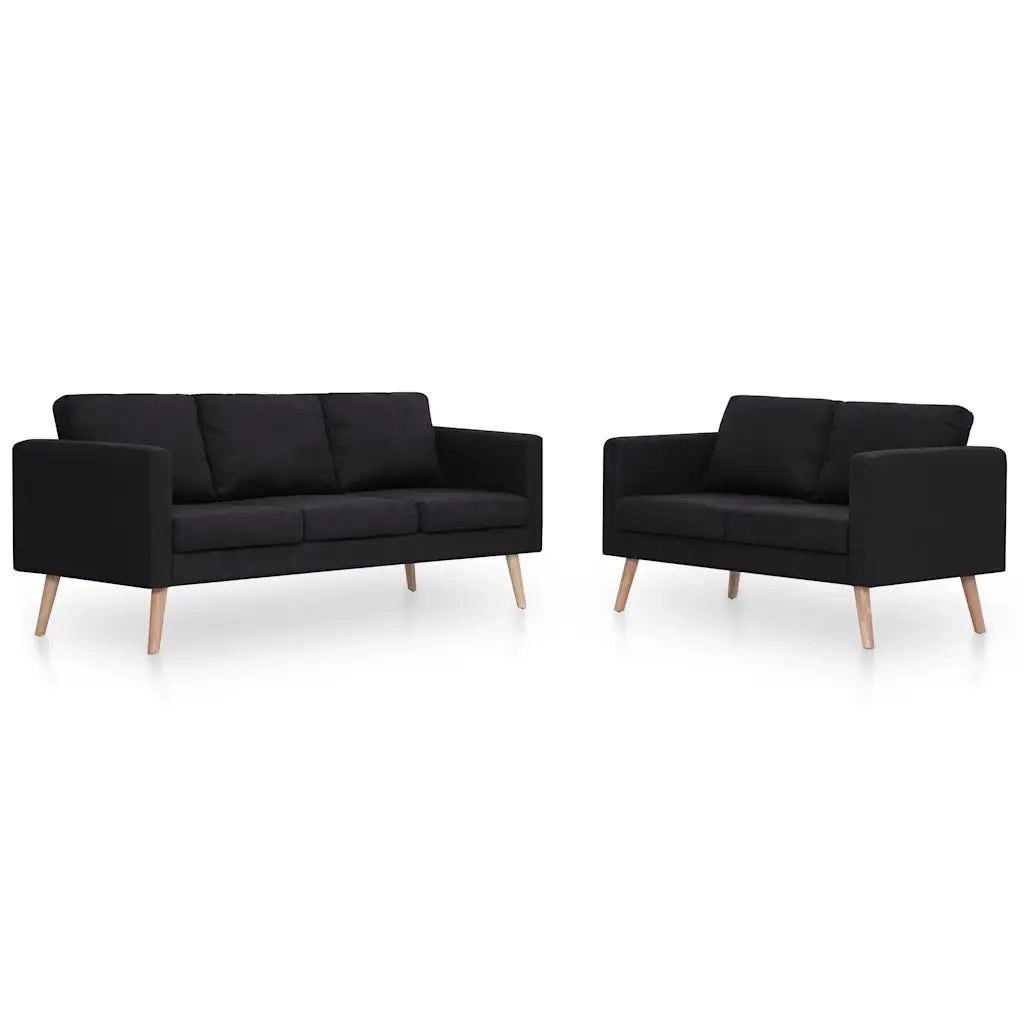 Set Divani 2 pz in Tessuto Nero 276855
