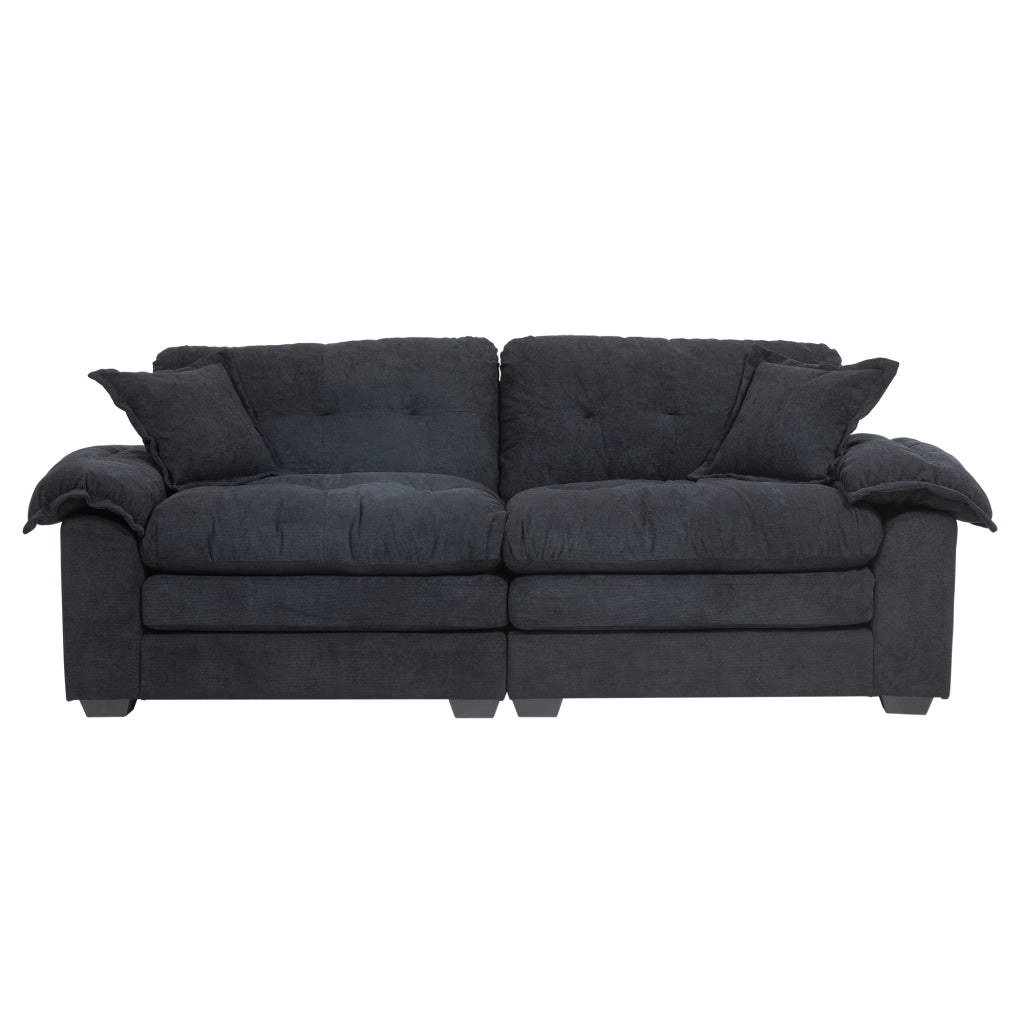 Divano 2 Posti in Chenille con Cuscini Trapuntati ¨C MINIMAL ¨C Grigio