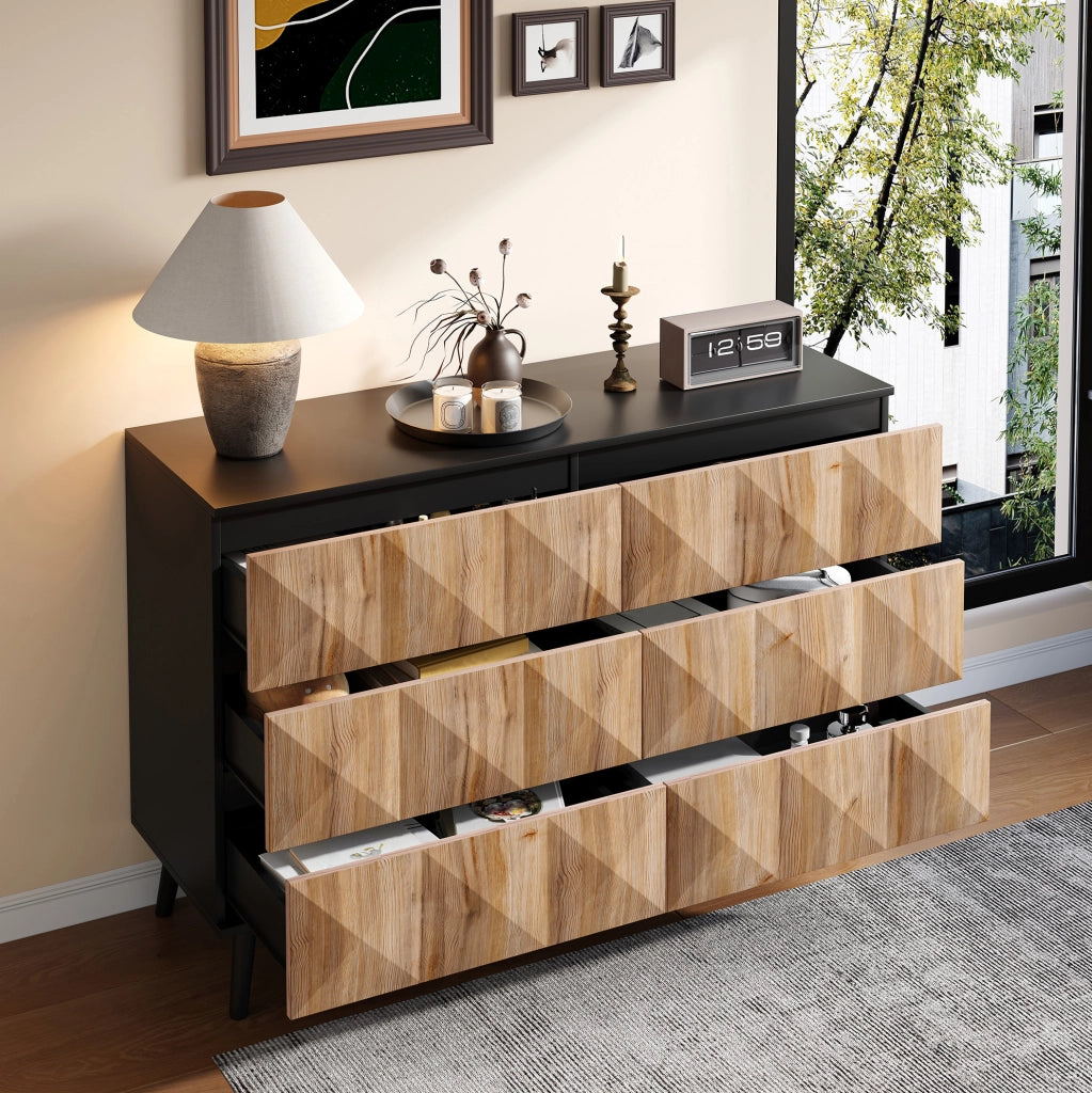 Sideboard moderno 120x40x85 cm con 6 cassetti