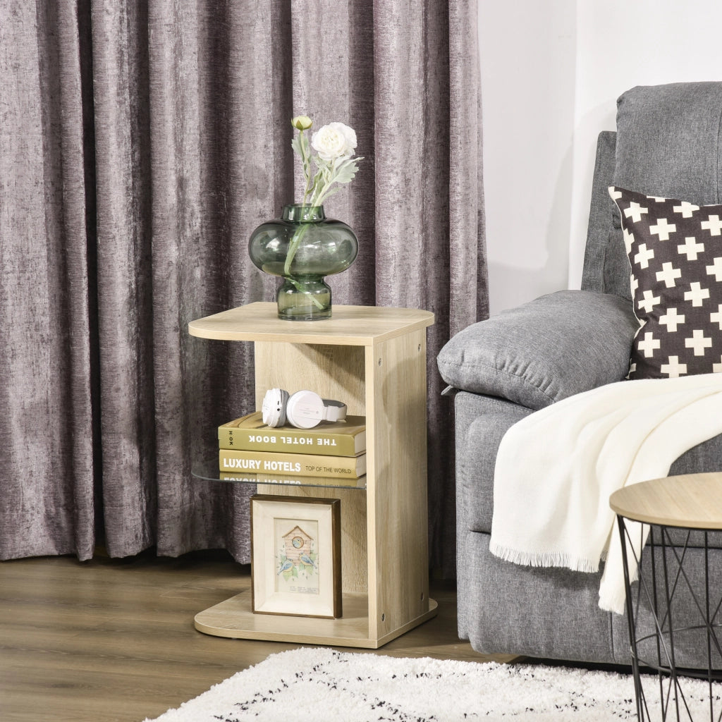 Tavolino da caff¨¨ design moderno ¨C Minimal ¨C vetro temperato legno naturale