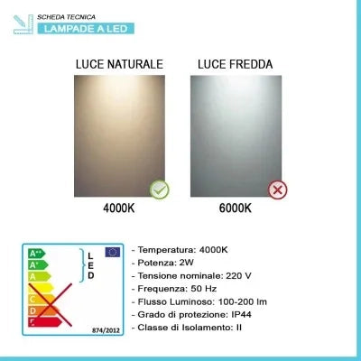 Specchio bagno 50x70 cm reversibile con luce LED naturale