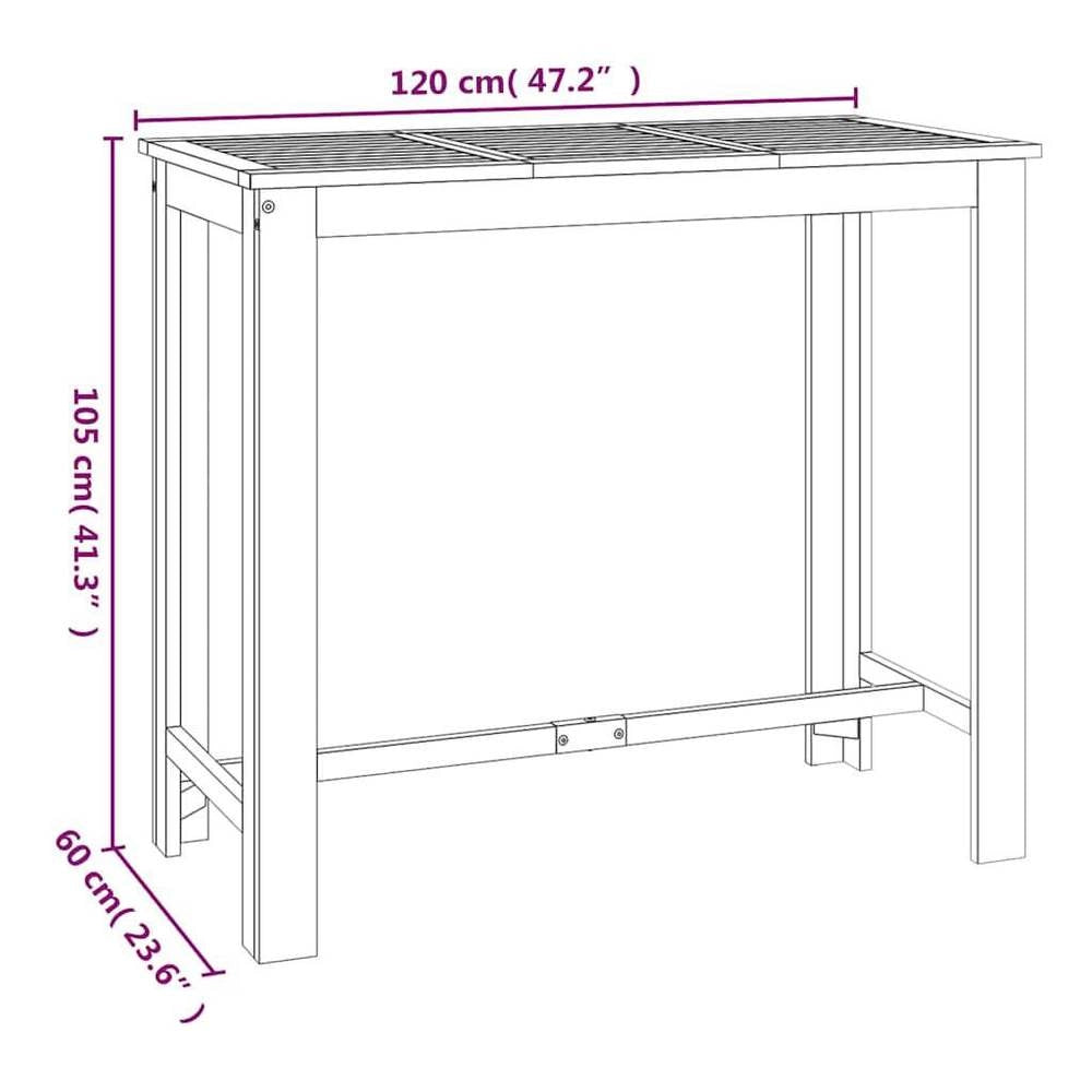Garden Bar Table 120x60x105 Cm Solid Acacia Wood