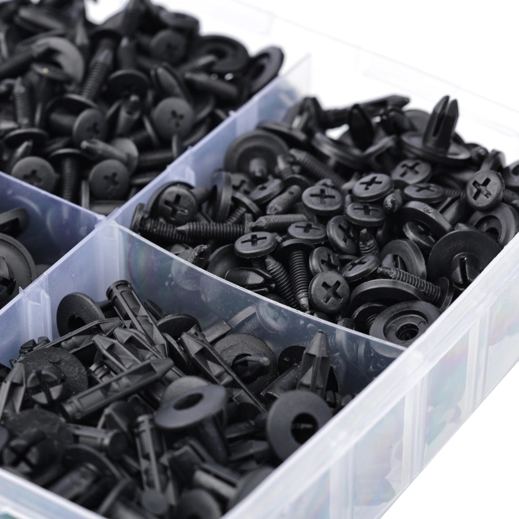 Set di Rivetti Auto Rosfix – 620 Pezzi in Scatola di Plastica | Nylon Resistente, Nero