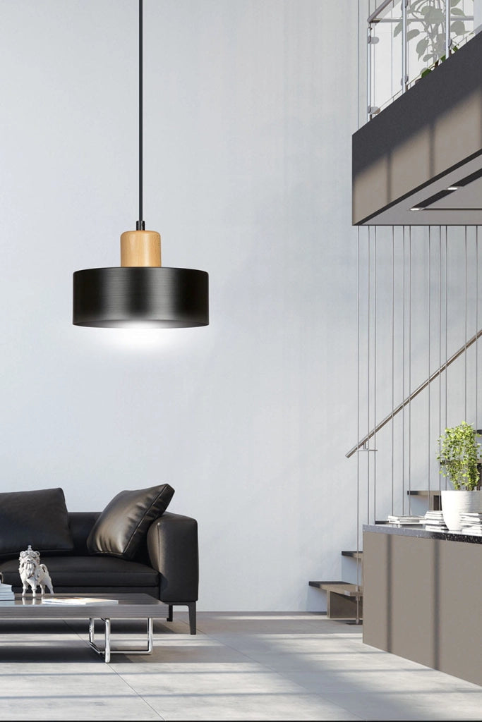 Lampada a sospensione Emibig Torin nera legno Ø25 E27