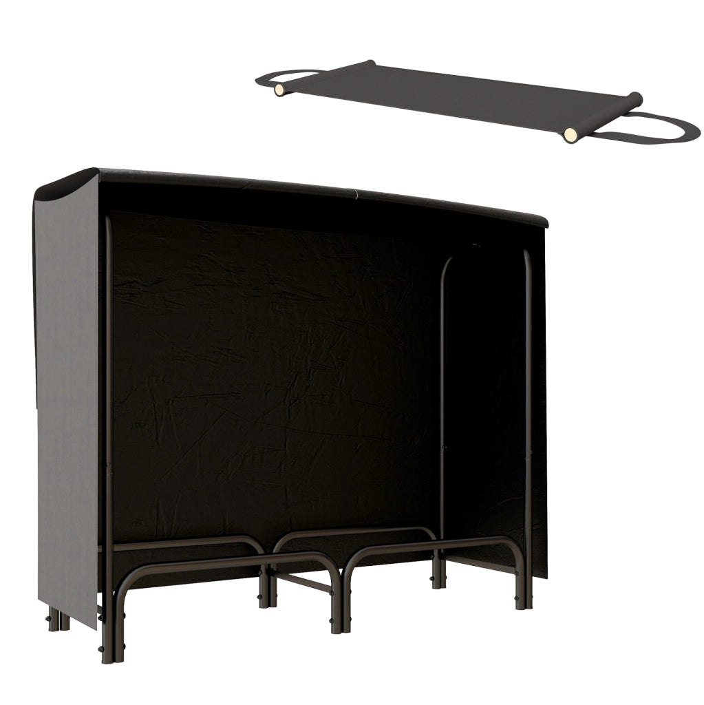 Scaffale per Legna da Camino 120x36x99 cm con Tela Oxford e Copertura Idroripellente, Struttura in Metallo Nero