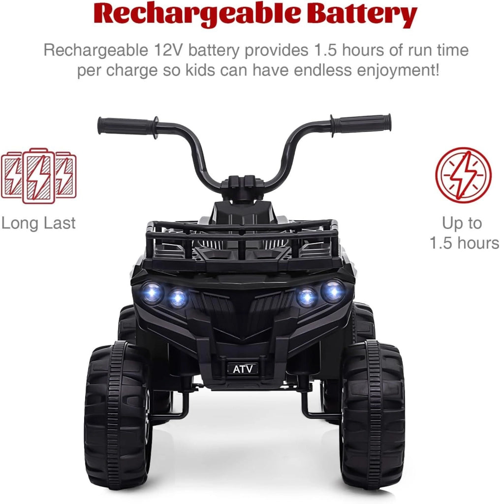 Macchina Elettrica per Bambini 12V con Telecomando; Luci LED e Cintura di Sicurezza; 2-6 Anni - Nero