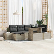 Set Divano da Giardino 7 pcs Grigio chiaro polyrattan