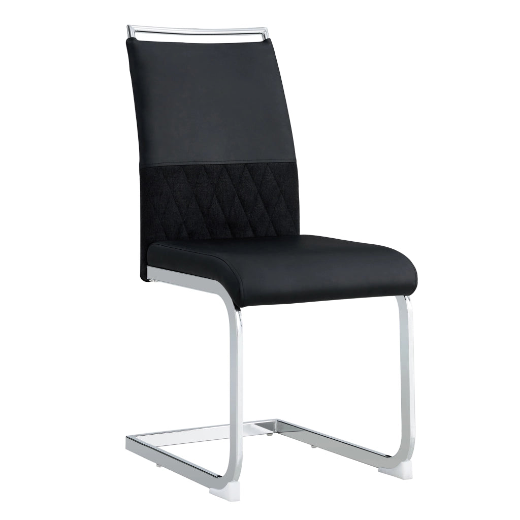 Sedia ergonomica nera con schienale in similpelle e lino; struttura in metallo