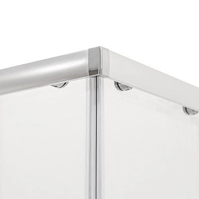 Box doccia 70x90 angolare doppio scorrevole con vetro temperato trasparente e profili cromo Geo