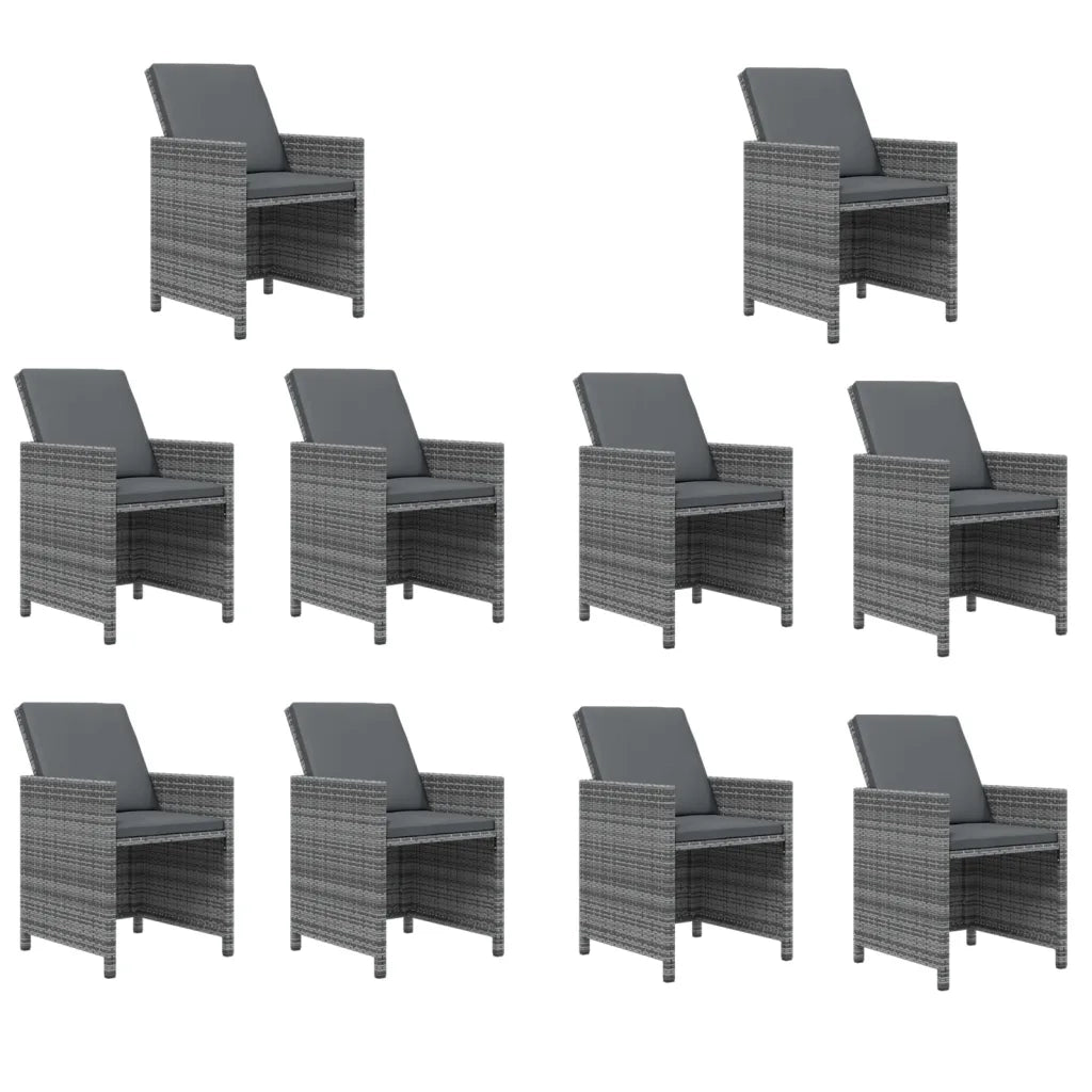 Set Pranzo da Giardino 11 pz con Cuscini in Polyrattan Grigio 3095590