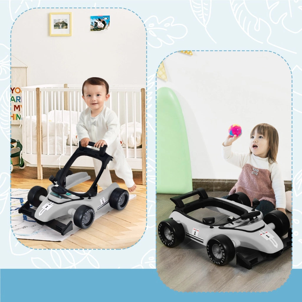 Primi passi 4 in 1 per neonati con altezza e velocit¨¤ regolabili, Primi passi a spinta con carillon con luci Grigio-Primi passi
