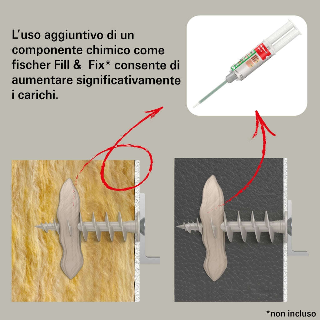 Tassello per Pannelli Isolanti Ø Foro 28 Lungh. Fischer Fid 25 Pezzi 80 mm