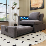 Divano letto 3 in 1 177x68x65 cm in lino grigio scuro con LED, USB e USB-C