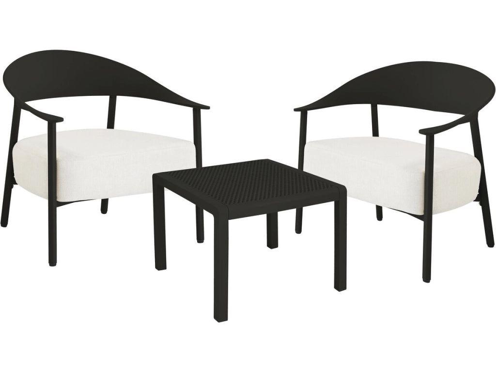 Set di mobili da giardino in metallo e plastica "Céora" - 2 posti - Nero