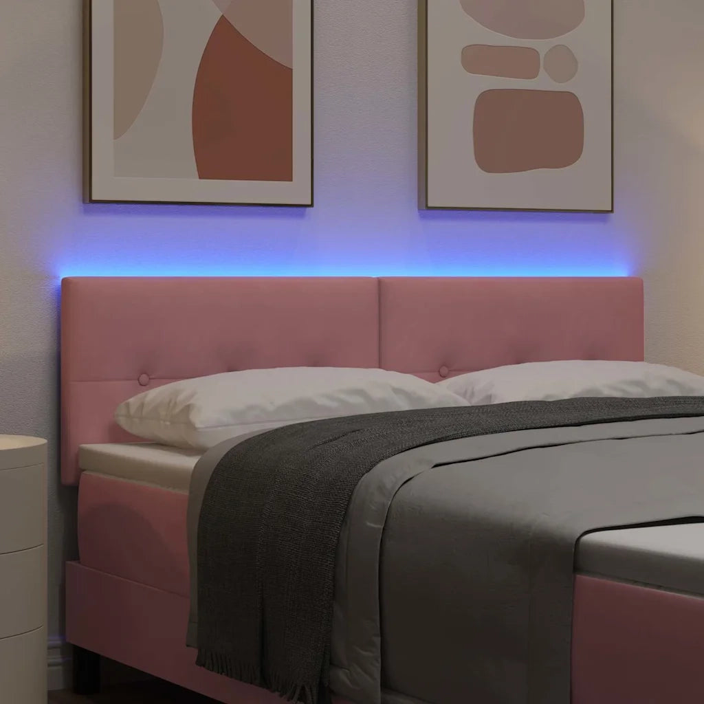Testiera | Testata LED con strisce LED Rosa 144 cm Velluto