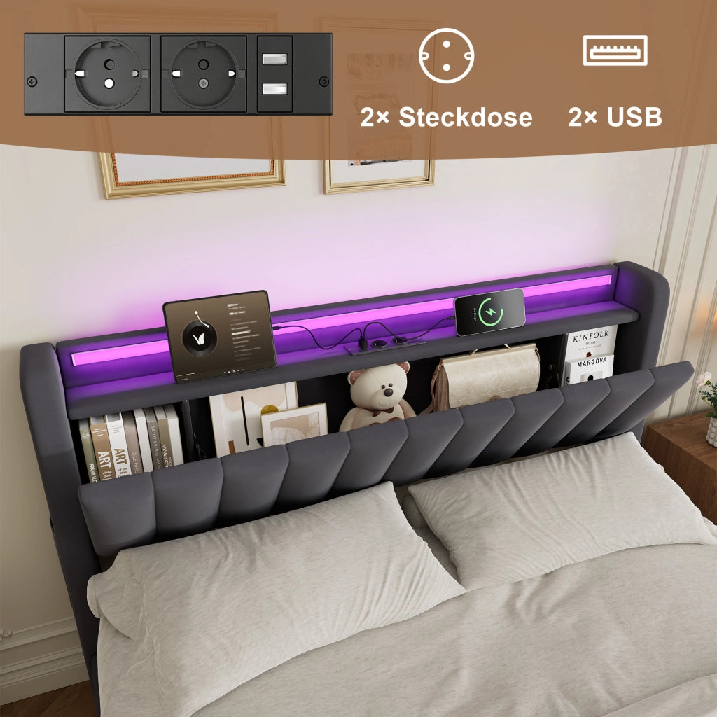 Letto contenitore 160x200 cm, colore grigio