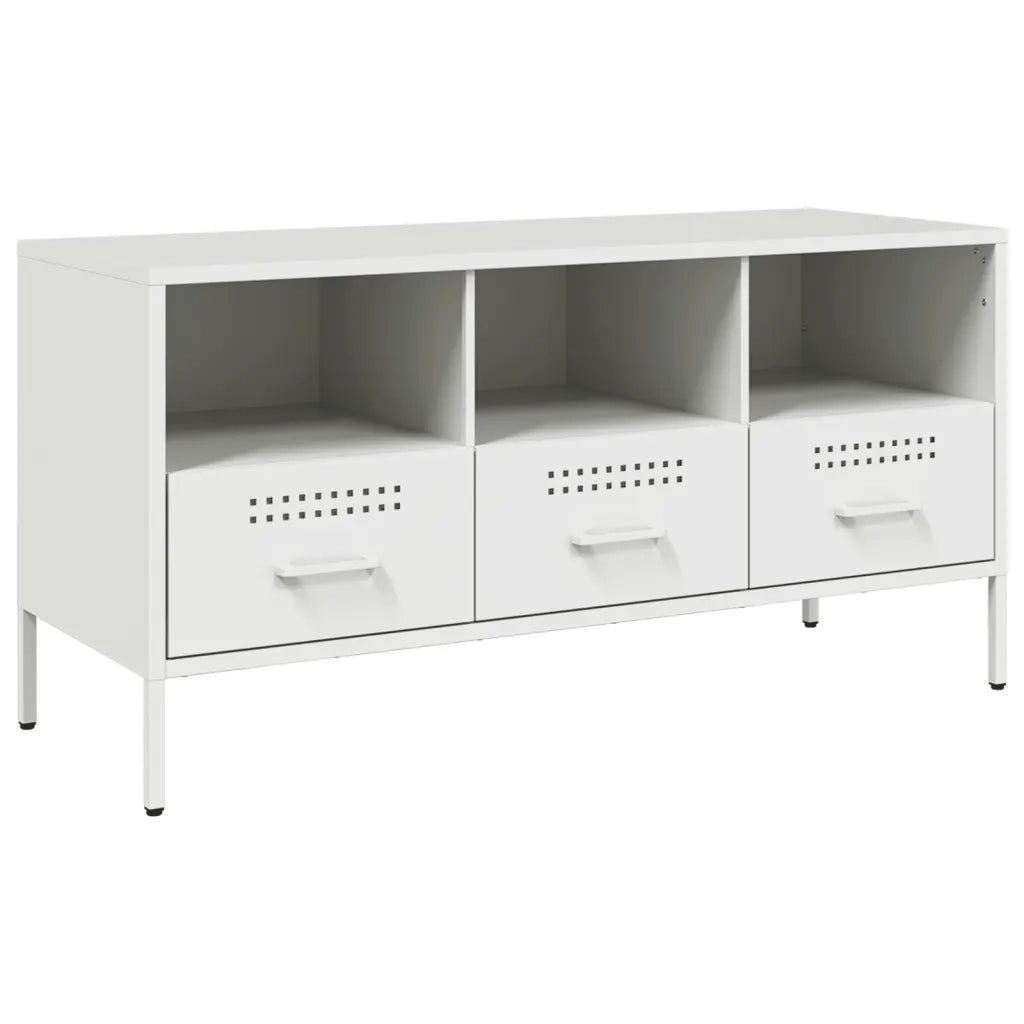 Mobile TV-Credenza TV-Console TV Bianco 100,5x39x50,5 cm in Acciaio 641013