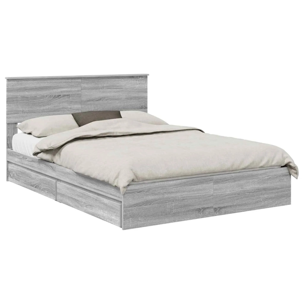 Letto con Contenitore con testiera Grigio Sonoma 150 x 200 cm