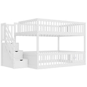 Letto a castello in legno 140x200 cm con scaletta e cassetti, letto singolo bianco per bambini e ragazzi con area giochi e spazio salvaspazio