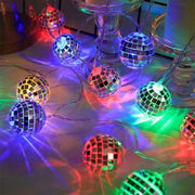 Catena luminosa a LED con palline specchiate, lunghezza 3 metri, 20 LED, alimentazione USB, multicolore