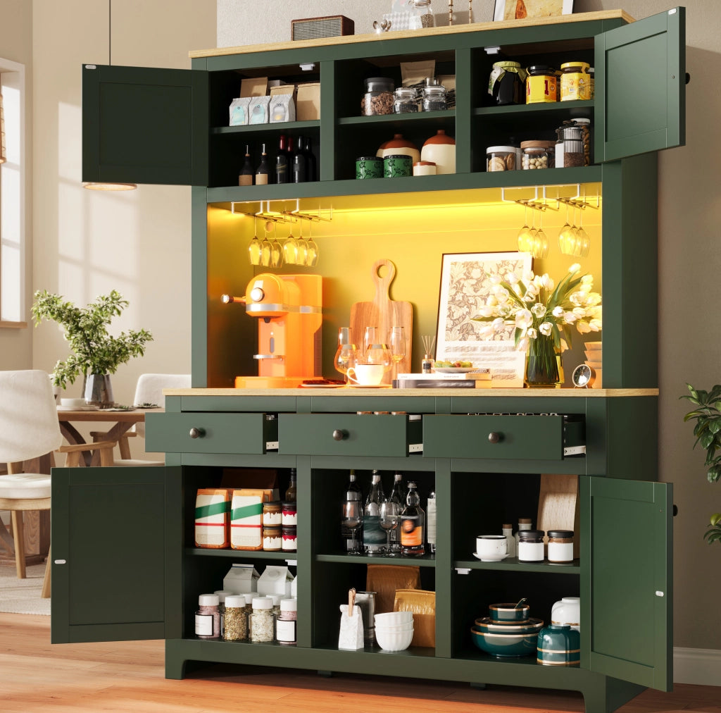 Credenza da cucina alta 120x40x180 cm in MDF verde antico
