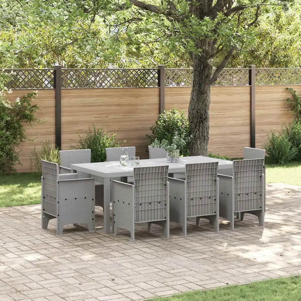 Set da Pranzo per Giardino 9 pcs Grigio Chiaro Polipropilene 3378587