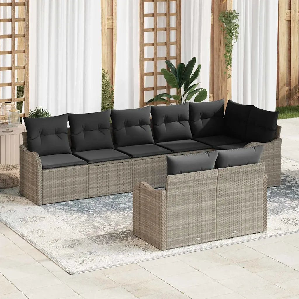 Set Divano da Giardino 8 pcs Grigio chiaro Poly Rattan