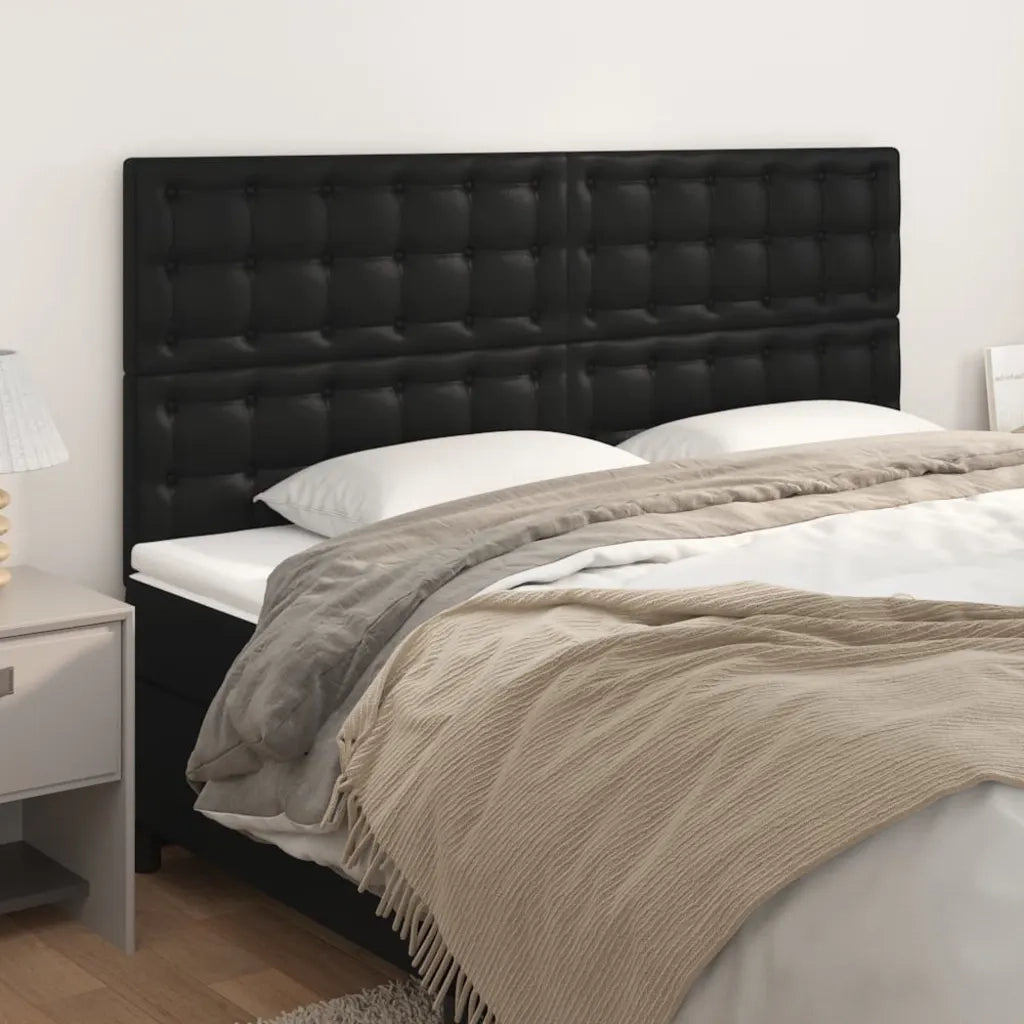 Testiera | Testata Nera 200x5x118/128 cm in Similpelle