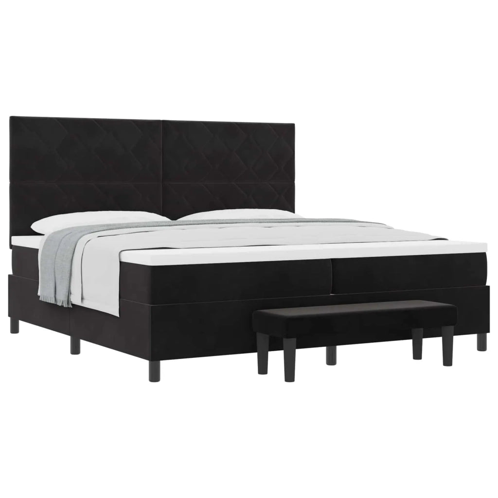 Letto a molle con materasso Nero 200 x 200 cm Velluto