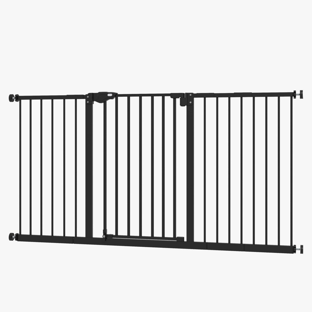Cancelletto di Sicurezza per Porte e Scale in Metallo Nero, con Estensioni, 136,3 x 76,2 cm