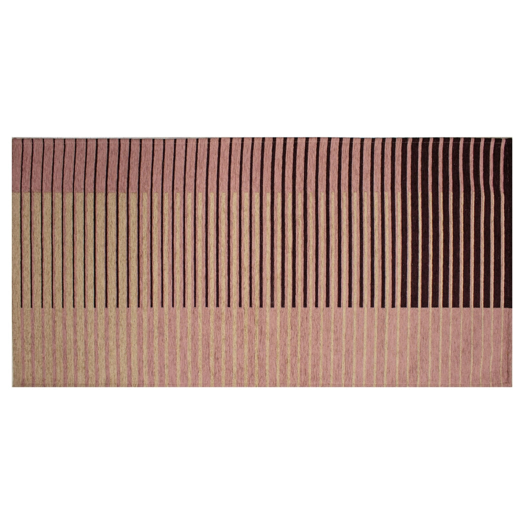 Tappeto Arredo Moderno Morbido in Ciniglia Ingresso Antiscivolo Prodotto Italiano  Soggiorno Camera Salotto Disegni Piazzati Cotone Varie Misure Grande Neon/Vino - 65x175 cm