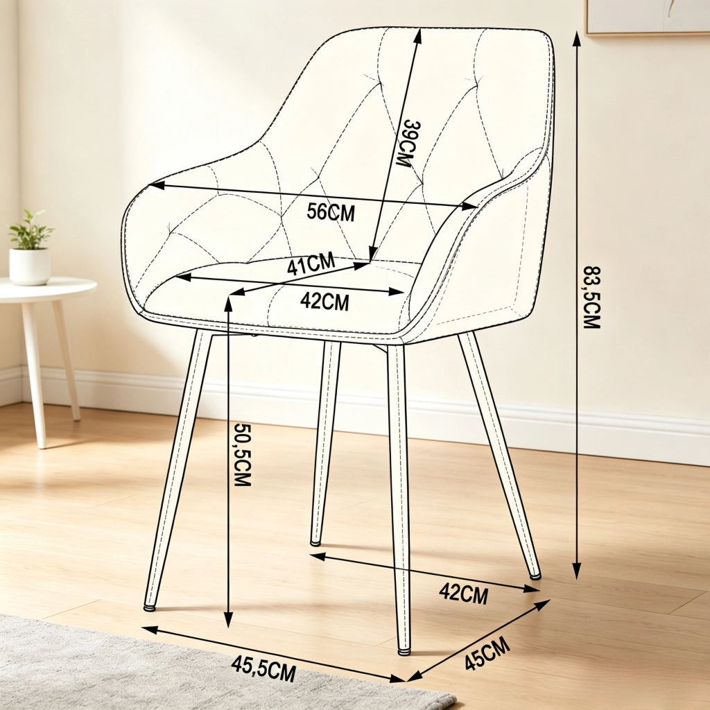 Set di 2 sedie da pranzo con braccioli in similpelle marrone scuro