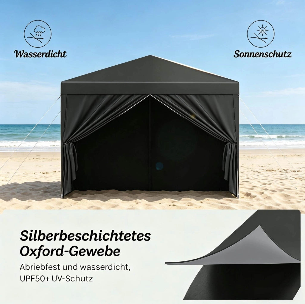 Gazebo pieghevole 3x3 m grigio con pareti laterali