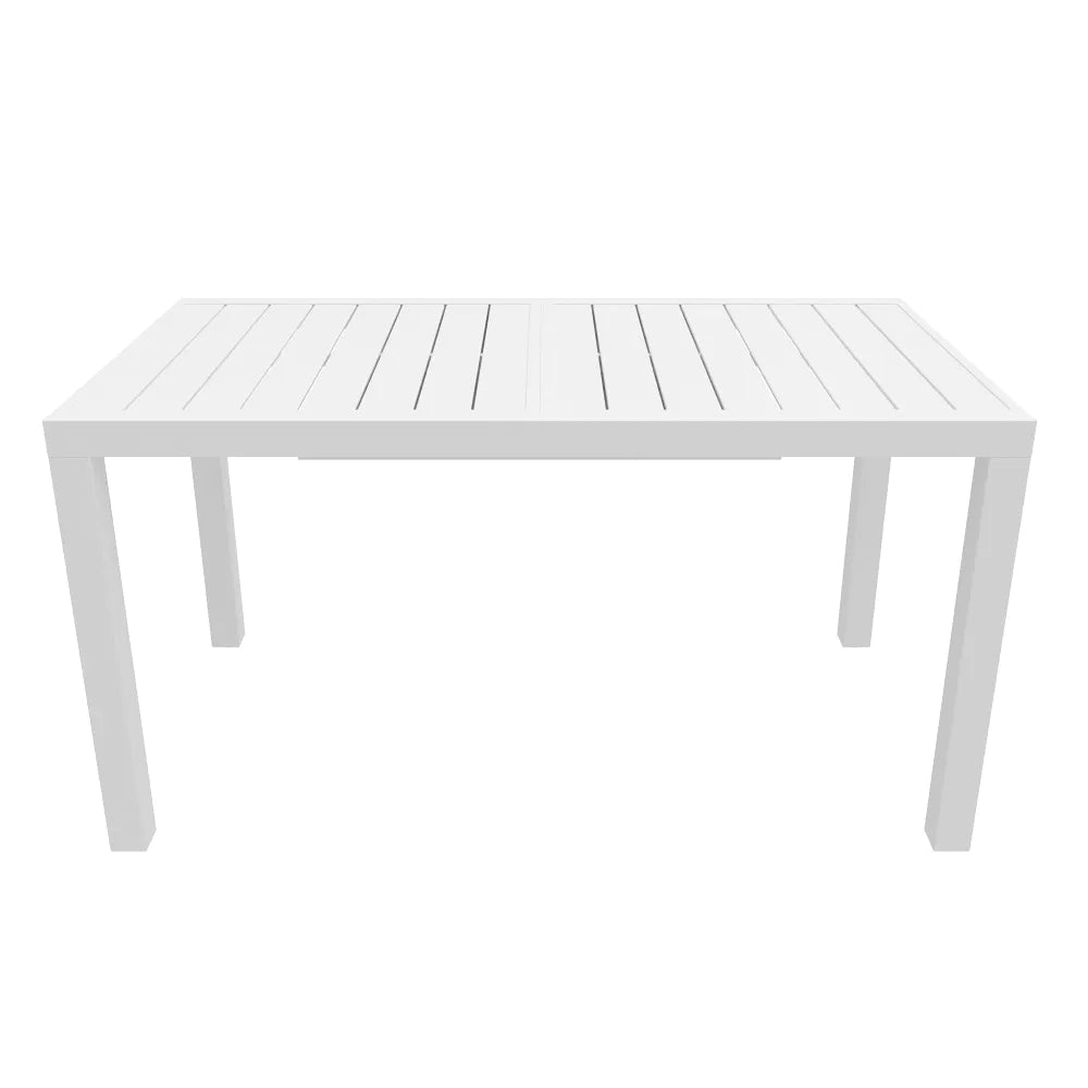 Set da esterno bianco con tavolo allungabile 140/210x75cm e 4 sedie in alluminio | Zenor