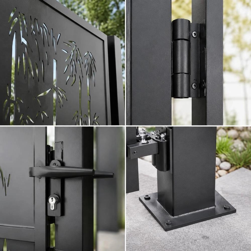 Garden Gate Anthracite 105x155 Cm Steel Bamboo Design