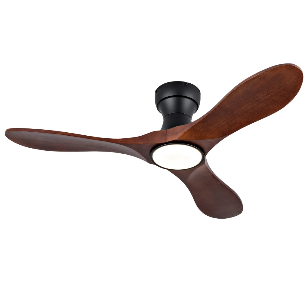 Ventilatore da soffitto 42 pollici con luce e telecomando, 3 pale in legno massello curvate, 3CCT, 6 velocità, rotazione avanti/indietro, per soggiorno/patio/camera