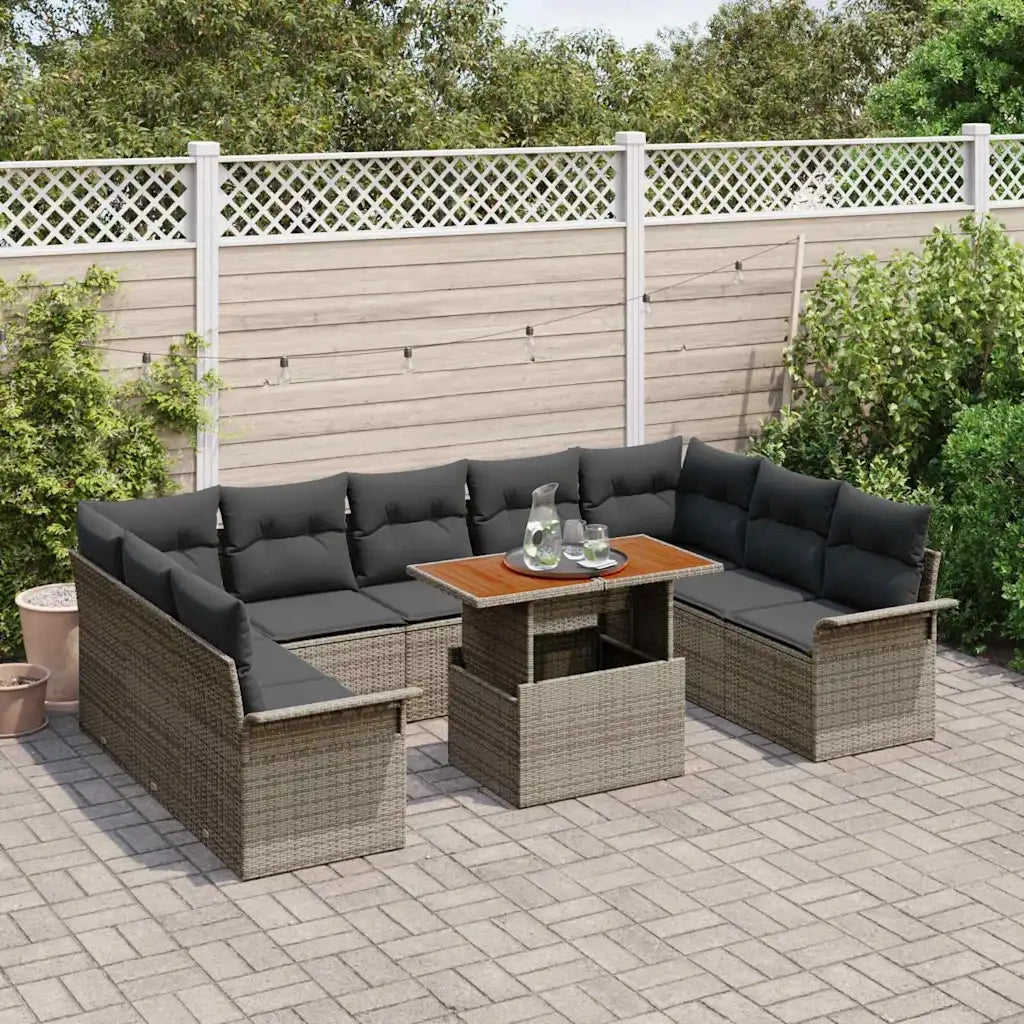 Set Divano da Giardino con cuscino 10 pcs Grigio